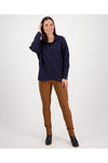 VASSALLI MERINO BATWING HOODIE - NAVY