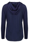 VASSALLI MERINO HOODIE TOP/CURVED HEM - NAVY