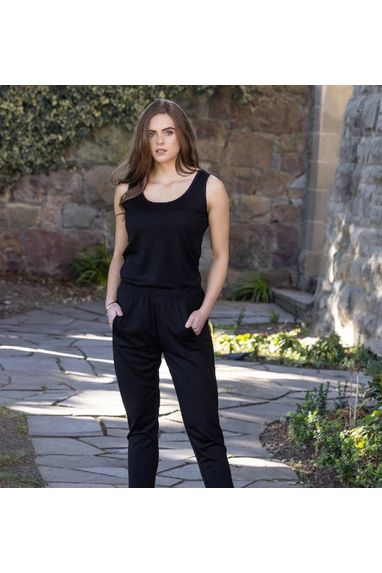 VASSALLI MERINO RELAXED PULL ON PANT - BLACK