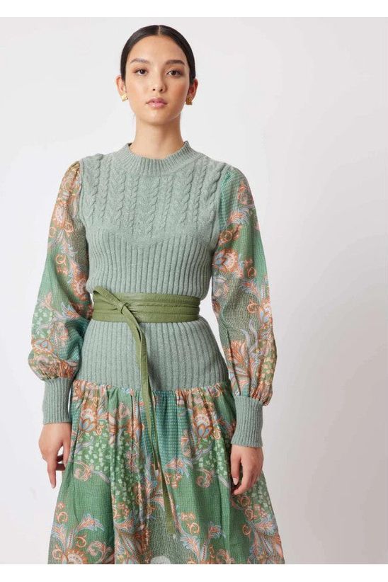 ONCE WAS MILTON VARIEGATED WRAP BELT (O/S) - SAGE