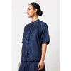 ONCE WAS OCCITAN EMBROIDERED SILK/COTTON SHIRT - NAVY