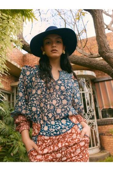 ONCE WAS SERENA COTTON/SILK BLOUSE - LOOM FLOWER