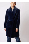 ONCE WAS SERENA FAUX FUR COAT - NAVY