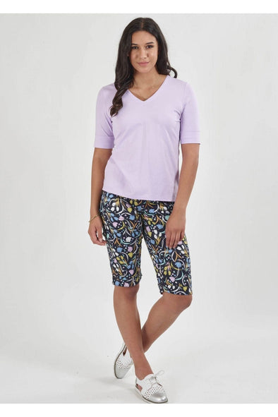 VASSALLI V NECK TOP - LILAC