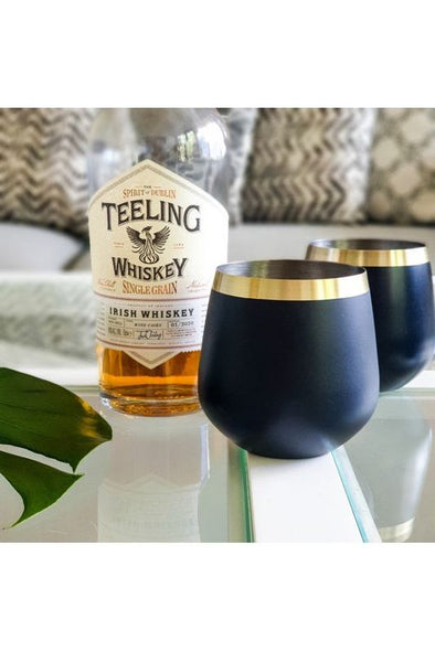 CLINQ BRASS & BLACK WHISKY GLASSES - PAIR