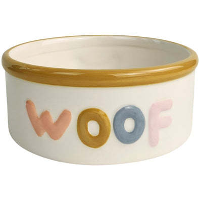 PERFECT PETS WOOF DOG BOWL - WHITE