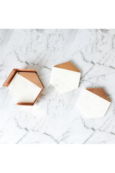 CLINQ COPPER AND MARBLE COASTERS