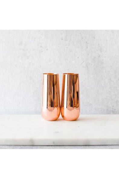 CLINQ COPPER CHAMPAGNE FLUTES - PAIR