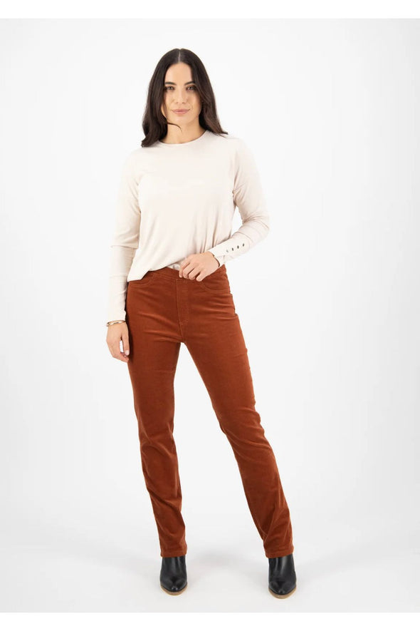 VASSALLI SKINNY LEG PULL ON CORDS - BRONZE